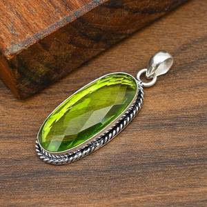 Pendentif en pierre précieuse péridot, argent sterling 925, bijoux bohèmes uniques faits à la main, pendentif péridot naturel, cadeau de Noël - Product Image 2