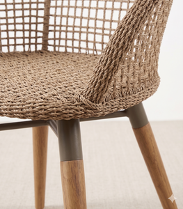 Chaise de salle à manger moderne en rotin naturel, chaises d'appoint en osier tressé pour extérieur, pieds en bois faits à la main, mobilier de restaurant, café, patio - Product Image 4