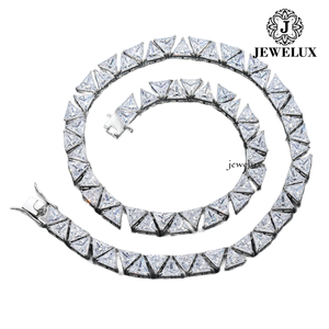 Most Selling Women's Moissanite <b>Statement</b> <b>Necklace</b> 925 Silver Rhodium Plated Triangle Cut Pyramid Design Luxury Wedding Jewelry - Product Image 4