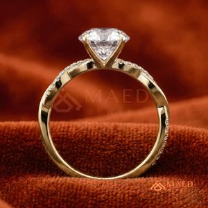 Gold Round Cut Engagement Ring Twisted Band Bridal Jewelry <b>Gift</b> for Women Wedding Ring - Product Image 3