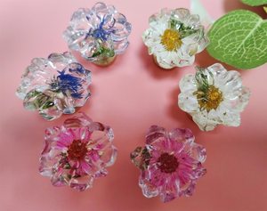 Resin Eco-Friendly Flower Cabinet Knob <b>Dried</b> Flowers Drawer Handles Door Pulls Modern Europe Simple Home Decor - Product Image 1