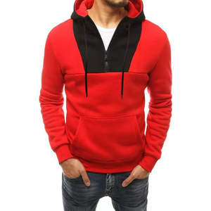 Sudadera con Capucha Roja para Hombre con Cierre Frontal y Bolsillos Tipo Canguro, con Capucha en Contraste Negro, Estilo Deportivo para Gimnasio - Product Image 1