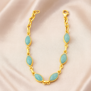 Bracelet en amazonite, bracelet en argent sterling 925, plaqué or jaune et or rose, bracelet bohème fait main, bracelet en pierre verte, cadeau - Product Image 1