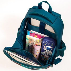 Mochila de EVA verde oscuro con carcasa rígida, mochila con protección para la columna vertebral que reduce la carga, mochila con patrón de forma geométrica para escuela primaria - Product Image 6