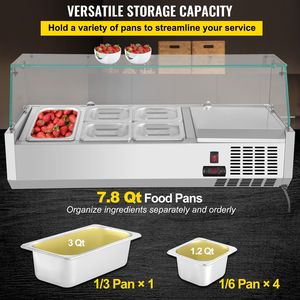 Tavolo refrigerato per preparazione sandwich da 40 pollici con capacità di 7,8 litri, vaschette da 1 1/3 e 4 1/6, 150W, salad bar e porta in vetro - Product Image 3