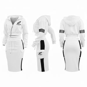 Conjunto de faldas personalizadas OEM de alta calidad para mujer, top corto con capucha y estampado de logotipo informal, conjunto de faldas con capucha para invierno. - Product Image 2