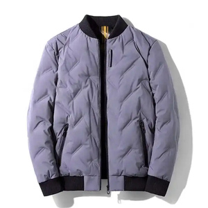 Blouson d'hiver pour homme, couleur unie, fermeture éclair, coupe-vent, rembourrage en polyester, col montant, coupe classique - Product Image 5
