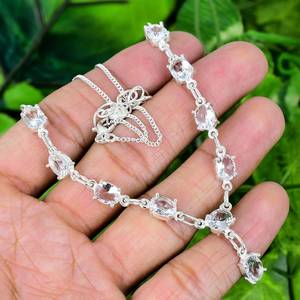 สร้อยคอไวท์โทแพซวินเทจทำมือ เงินแท้ ดีไซน์มินิมอล จี้ห้อยประดับอัญมณี ของขวัญสำหรับผู้หญิงและเด็ก - Product Image 6