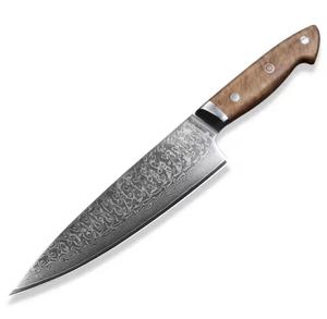 Couteau de chef professionnel en acier Damas, fait main, personnalisable, forgé à la main, manche en bois, écologique, compatible lave-vaisselle, ambidextre - Product Image 1