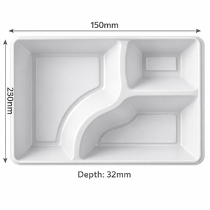 Elegant 3 compartment food grade <b>plastic</b> rectangle thali plate 150mm width 250mm length 32mm depth <b>serving</b> <b>tray</b> - Product Image 4