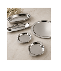 Attractive Design Stainless Steel Serving <b>Tray</b> In Silver And Gold Color Oval Shape <b>Breakfast</b> <b>Tray</b> With Handles - Product Image 6