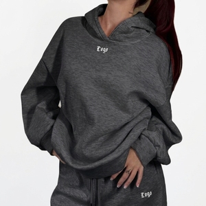 Sudadera con capucha de forro polar para hombre, lavada, desgastada, de corte holgado, sin forro, bordada, para invierno, 350GSM, con efecto rasgado, ajuste holgado, logotipo frontal personalizado en relieve - Product Image 5