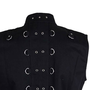 เสื้อกั๊กโกธิคผู้ชาย สไตล์พังก์ร็อก สีดำ ตกแต่งโซ่โลหะ สายรัด เสื้อกั๊กสำหรับขี่มอเตอร์ไซค์สำหรับผู้ชาย - Product Image 6