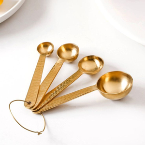 Ensemble de cuillères à mesurer en cuivre, 4 pièces, finition martelée, manche long, outils de cuisine, lavage à la main uniquement, cuillère à mesurer durable - Product Image 5