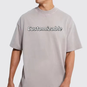 เสื้อยืดคอตตอนสีเทาทรงโอเวอร์ไซส์สำหรับผู้ชาย พิมพ์ลายตัวอักษรด้านหน้าแบบกำหนดเอง ดีไซน์ลำลอง คอกลม แขนสั้น - Product Image 1