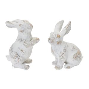 Adornos decorativos de conejitos blancos hechos a mano para mesa, decoración de Pascua, figura de conejo antigua, artesanías de metal. - Product Image 1