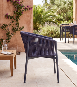 Modern Outdoor Rope Woven Dining <b>Chair</b> Minimalist <b>Garden</b> Patio Lounge Armchair Aluminum Furniture - Product Image 3