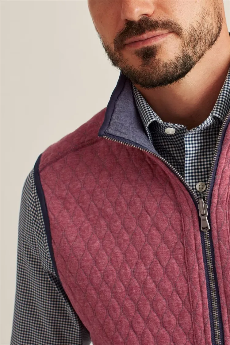 Winter Warm Cotton Both Sides Wear Zipper Quilted Vest For Men Fitness Oversized Quilt Vest