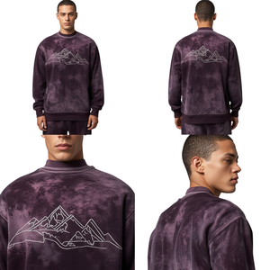 Chándal Oversize con Lavado Ácido y Bordado Desgastado, Ropa Urbana para Hombre con Diseño Geométrico - Product Image 1