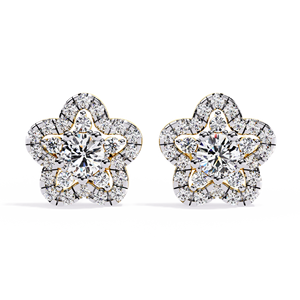Aries Jewel Unique Designer Round Cut Lab Grown Diamond 14K Gold IGI Certified <b>Earring</b> <b>Tops</b> for Gift Party & Anniversary - Product Image 1