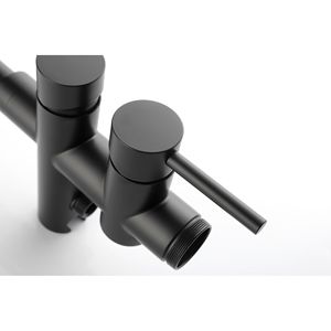 Rubinetto per vasca da bagno freestanding nero opaco ad alta portata con doccetta e miscelatore girevole, rubinetti doccia high-tech per vasche e docce - Product Image 5