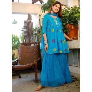 Conjunto de Traje de Chifón Bandhej Azul Talla XS Brig - Product Image 5