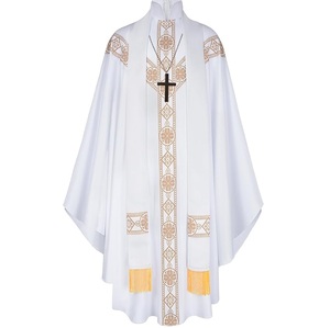 Custom Made Priest Chasuble White Color Embroidery Ethnic Christian Cassocks Vintage Pastor Celebrant Gown Tunic Vestments - Product Image 1