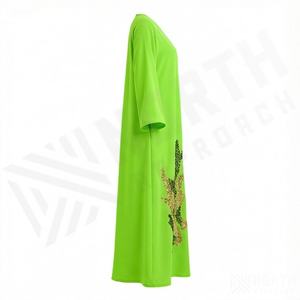 Vestido Abaya de poliéster con bordado floral de talla grande, elegante, informal, holgado, de lujo, para fiestas y eventos nocturnos, para mujeres musulmanas. - Product Image 3
