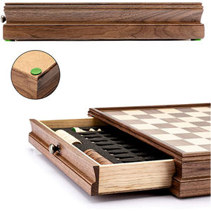 Jeu d'échecs de luxe en bois de 15 pouces avec tiroirs de rangement, pièces d'échecs Staunton en bois massif fabriquées à la main, plateau pliable classique, jeu d'échecs - Product Image 6