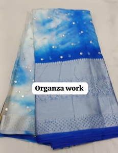 Tela de Organza Súper Suave de Primera Calidad para Saree |   Sari de Seda Brillante de Lujo para Bodas |   Material de Alta Calidad para Prendas Étnicas al por Mayor - Product Image 1
