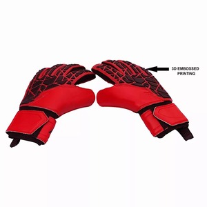 Red Football Goalkeeper Gloves PU Palm Non Slip Finger Protection Breathable Full Finger Unisex Hook And Loop Closure - Product Image 5