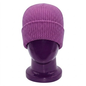 <b>Purple</b> Ribbed Knit Beanie <b>Hat</b> Unisex Adult Winter Warm Cuffed Skull Cap Soft Acrylic Stretch Casual Folded Beanie 56-58CM - Product Image 4