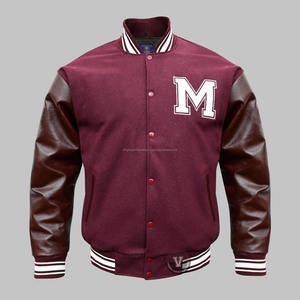 Laine Melton violette avec manches en cuir de vachette doré Varsity Jacket College Varsity Jacket Baseball Varsity Jackets - Product Image 1