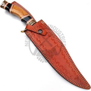 New Edition Custom Handmade 15" Damascus Steel Bowie knife w/Buffalo Horn Wood Handle Outdoor <b>Hunting</b> Knife Fixed Blade Knife - Product Image 6