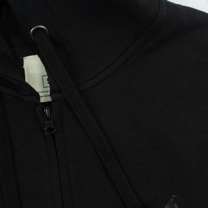 Sudadera con Capucha Negra para Hombre, Cierre de Cremallera, Corte Regular, 100% Algodón Felpa, Informal, Otoño, Manga Larga, Color Sólido, Diseño Tejido - Product Image 5