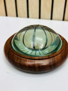 4 Inches Optical Dome Paperweight Magnifying Glass with Wooden Base | Desk Magnifier - Product Image 4