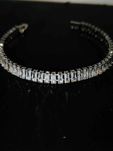 Luxury Moissanite Baguette Tennis Bracelet Iced Out 925 <b>Silver</b> Link Bracelet Elegant Jewelry Gift <b>for</b> Women <b>Men</b> Daily Wear - Product Image 2