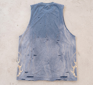 Custom Men <b>Distressed</b> Tank <b>Top</b> Acid Wash Graphic Ripped Gym Singlet Streetwear Loose Fit Sleeveless T Shirt Wholesale Clothing - Product Image 3