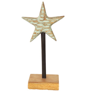 Escultura de Estrella de Madera Blanqueada Hecha a Mano con Acabado Verde Menta, Decoración Rústica para el Hogar Estilo Granja |   Venta al por Mayor OEM - Product Image 4