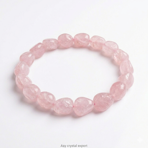Natural Rose Quartz Bracelet Tumbled Shape Crystal Beads Elastic Stretch <b>Healing</b> Stone Bracelet Handmade Jewelry Wholesale Bulk - Product Image 1