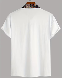 Men's 100% Cotton Breathable for Shirt Color-Block Short Sleeve T-Shirt with Pocket Casual Sportswear Golf Shirt (180g) - Product Image 2