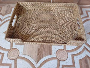 Bandeja Redonda Grande de Madera Ecológica Pulida para Servir y Decoración del Hogar, Tamaño Personalizado Disponible para Comedor y Cocina - Product Image 5