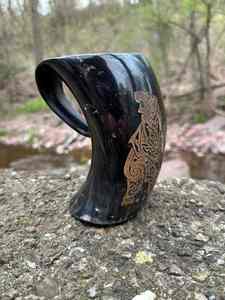 Jarra Vikinga Moderna de Gran Capacidad, Hecha a Mano con Cuerno de Búfalo Negro Tallado, 100% Calidad Premium, para Bodas y Eventos Empresariales - Product Image 6