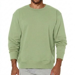 Sweat-shirt à col rond vert uni pour homme, 100% coton, coupe classique, pull décontracté à manches longues, vêtement d'automne - Product Image 1