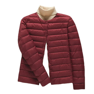 Veste matelassée d'hiver en toile respirante de haute qualité avec fermeture éclair, col montant et logo frontal coupe-vent - Product Image 5