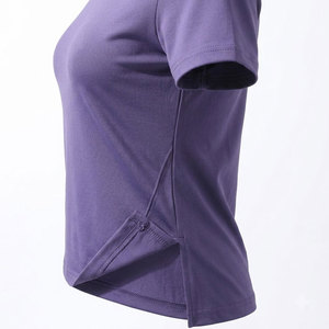 High Quality Women's Purple Quick Dry T-Shirt Short Sleeve Crew Neck Solid Color Casual Tee - Product Image 4
