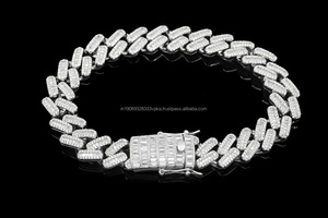 Exclusiva Pulsera de Eslabones Cubanos de Miami, Completamente Engastada con Moissanita, Plata de Ley 925, Estilo Hip Hop, Regalos de Aniversario y Cumpleaños - Product Image 3