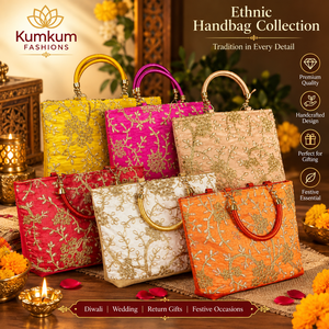 Pochette de soirée indienne faite à la main en soie satinée brodée vintage avec perles et deux poignées – Idéale pour le Nouvel An, les mariages et les fêtes - Product Image 2