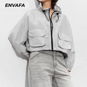 Veste légère coupe-vent à séchage rapide style vêtement de travail extérieur, protection solaire, col roulé, pour femme, nouvelle collection automne, trench - Product Image 1