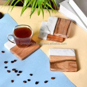 Square Marble Wood <b>Coasters</b> <b>for</b> Home Office or Christmas Housewarming <b>for</b> Table Use Stylish Cups and <b>Drinks</b> Holder Wholesale - Product Image 1